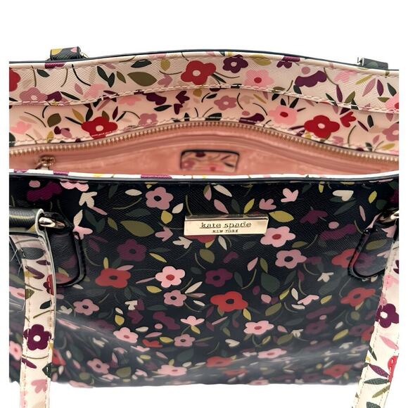 Kate Spade Floral Tote Bag Large Laurel Way Dally Boho Faux Leather Zip Shoulder - Picture 3 of 12